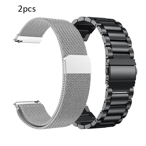 silver-m black-s Металлический ремешок из нержавеющей стали для Amazfit GTR 47 для Xiaomi Huami Amazfit Stratos 2 2S Ремешок для браслета ремешок для умных часов - Цвет ремешка: silver-m black-s