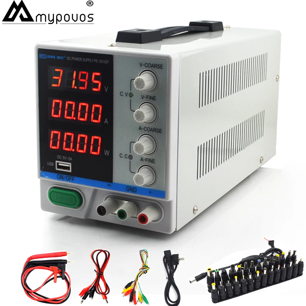 

Новый 4-значный дисплей, лабораторный источник питания постоянного тока 30 в 10 А, Регулируемый USB-зарядка, ремонт, Импульсный регулируемый источник питания