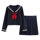 Униформа JK школьная для девочек Студенческая Осенняя японская с длинным рукавом Женская плиссированная класс юбки униформа матросский костюм для колледжа