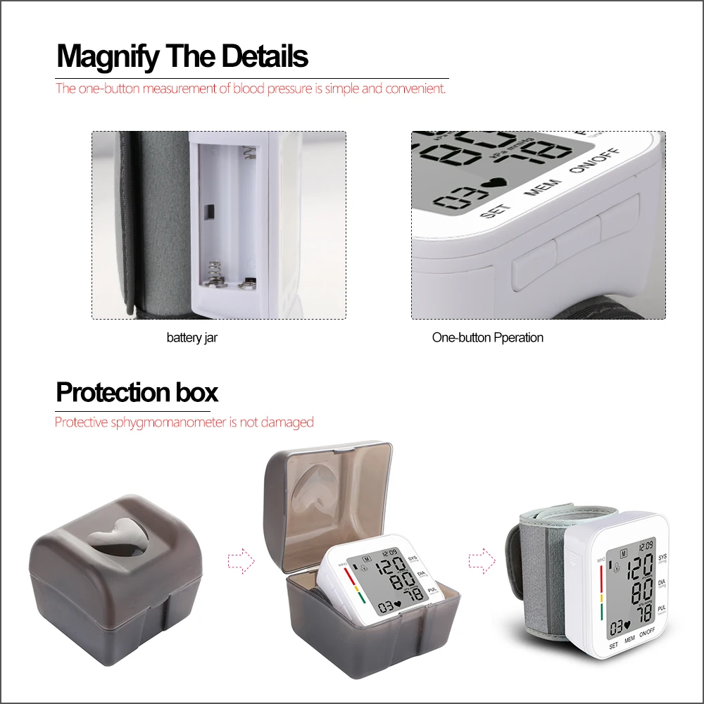 Цифровой тонометр RZ на запястье прибор для измерения артериального давления