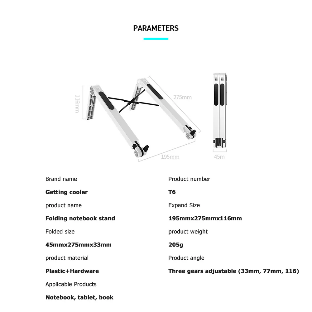 Аксессуары для компьютера офиса планшета портативный складной черно белый