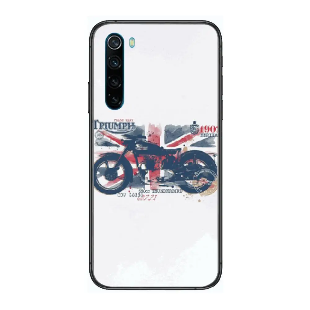 

Triumph Motorcycle Moto cartoon Phone Case For XiaoMi Redmi Note 9S 8 7 6 5 A Pro T Y1 Anime Black Cover Silicone Back Pretty