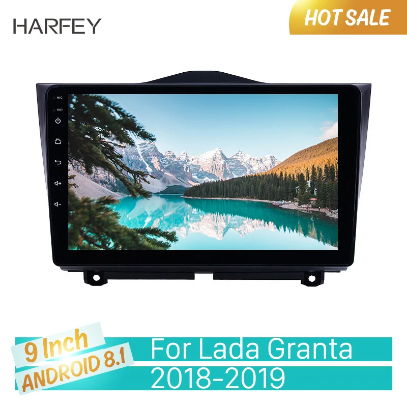 Автомагнитола Harfey с сенсорным экраном 9 дюймов GPS HD для Lada Granta 2018 2019 Android 8 1 Bluetooth