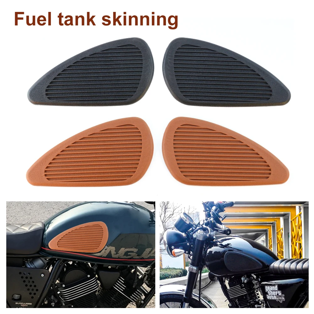 

2PCS Motorcycle Sticker Anti Slip Fuel Tank Pad Side Gas Knee Grip Black Transparent For Harley Cafe Racer Classic Universal