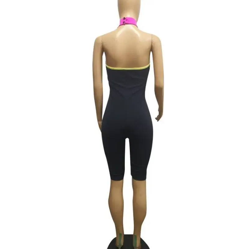 

Stripes Sexy Transparent Mesh Jumpsuit Women Sleeveless Backless Bodycon Jumpsuit Party Clubwear Halter Skinny One Piece Rompers