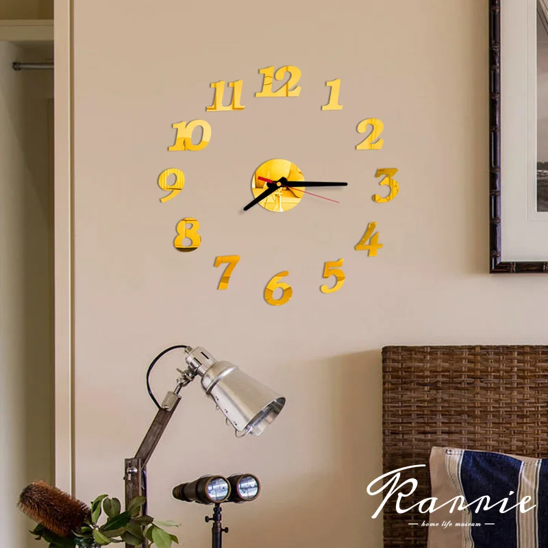 Новинка 2021 3D настенные часы зеркальные наклейки модные кварцевые для гостиной