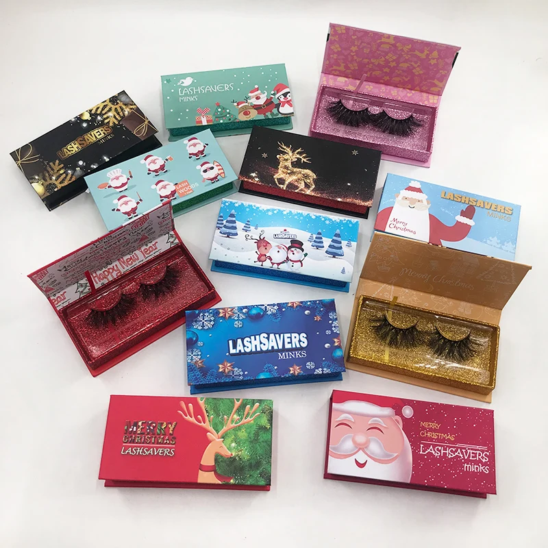 

Hot selling Christmas magnetic lash box for 8mm-30mm dramatic full strip mink eyelashes