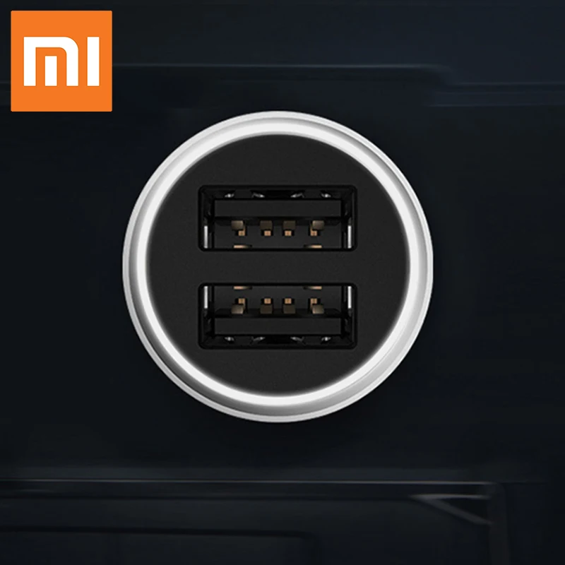 Xiaomi 18W Быстрое Автомобильное зарядное устройство Белый светодиодный сигнальный фонарь зарядное устройство для мобильного телефона Быстрая зарядка два выхода USB порта Быстрая зарядка автомобиля