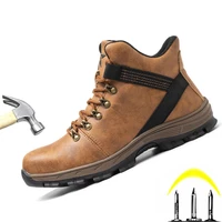 anti smashing wear resistant high top labor insurance shoes mens boots non slip and waterproof safety work shoes steel shoes
