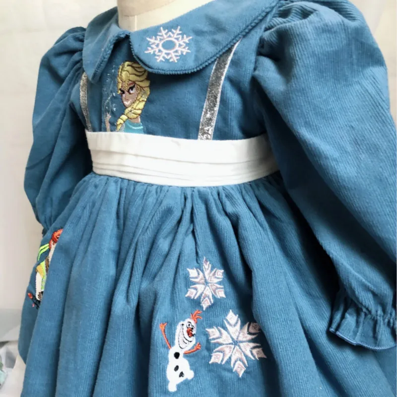 Детское вельветовое платье с помпонами принцессы в турецком стиле