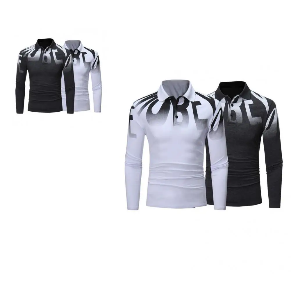 

Spring Shirt Trendy All Match Letter Print Button Polo Shirt for Home Men Shirt Men Shirt
