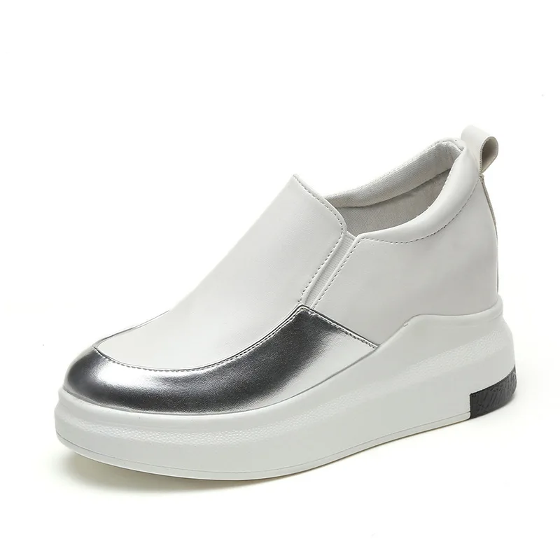 

LaiCai Women's Vulcanized Increased Shoes Spring 2021 New Round Head Non-slip Flats Shoes Woman Casual Shoes Platform Sneakers