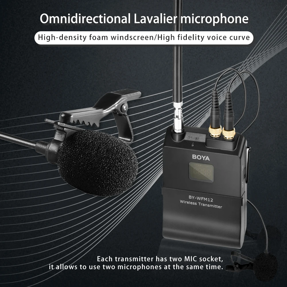VHF Беспроводная система микрофона Lavalier для iPhone Android смартфон Canon Nikon Sony SLR