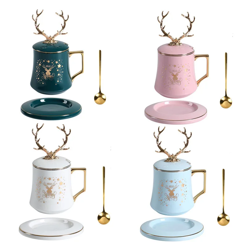 2021 new arrival mug coffee cup antlers christmas cup featured mobile phone holder water cup exquisite christmas gift free global shipping