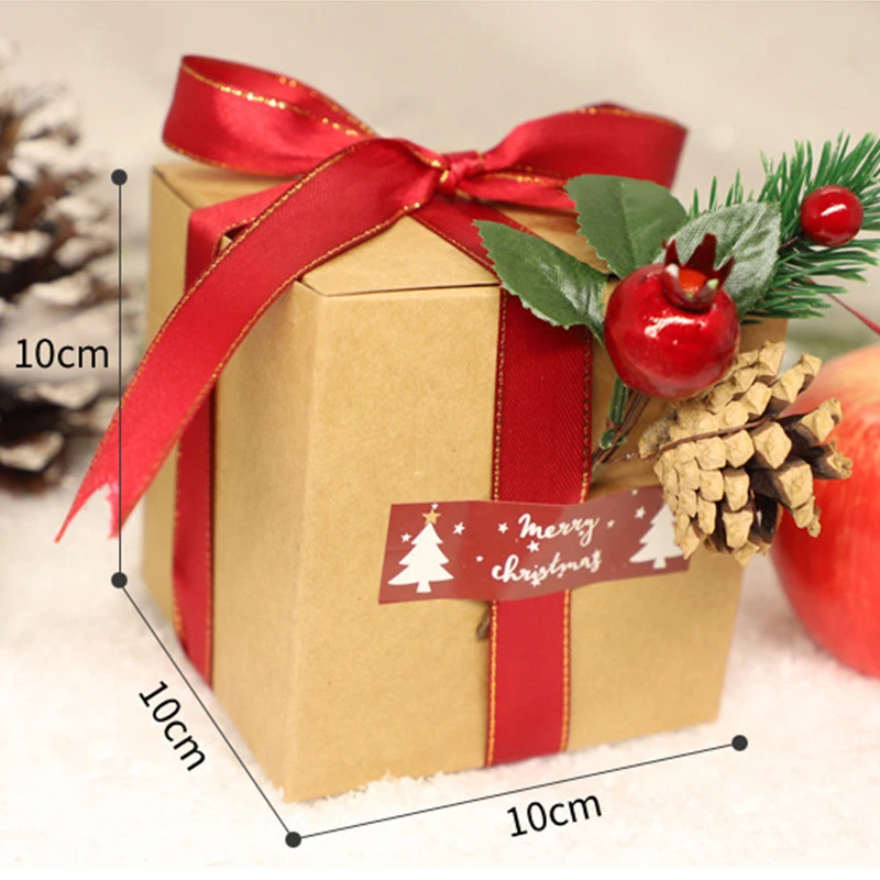 10 шт. Рождественская Подарочная коробка крафтовые мешки для конфет с веревками