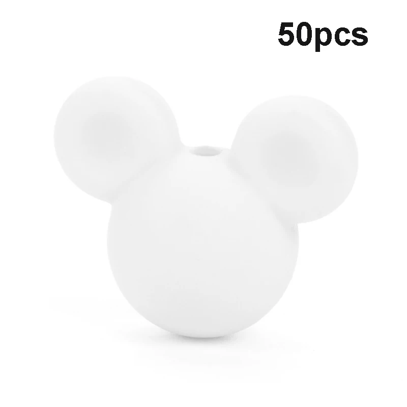 Snow LOFCA 50 шт силиконовые бусины для прорезывания зубов Микки детские бусины для прорезывания зубов силиконовые бусины пищевого качества BPA бесплатно DIY Изготовление ожерелий с подвесками - Цвет: Snow