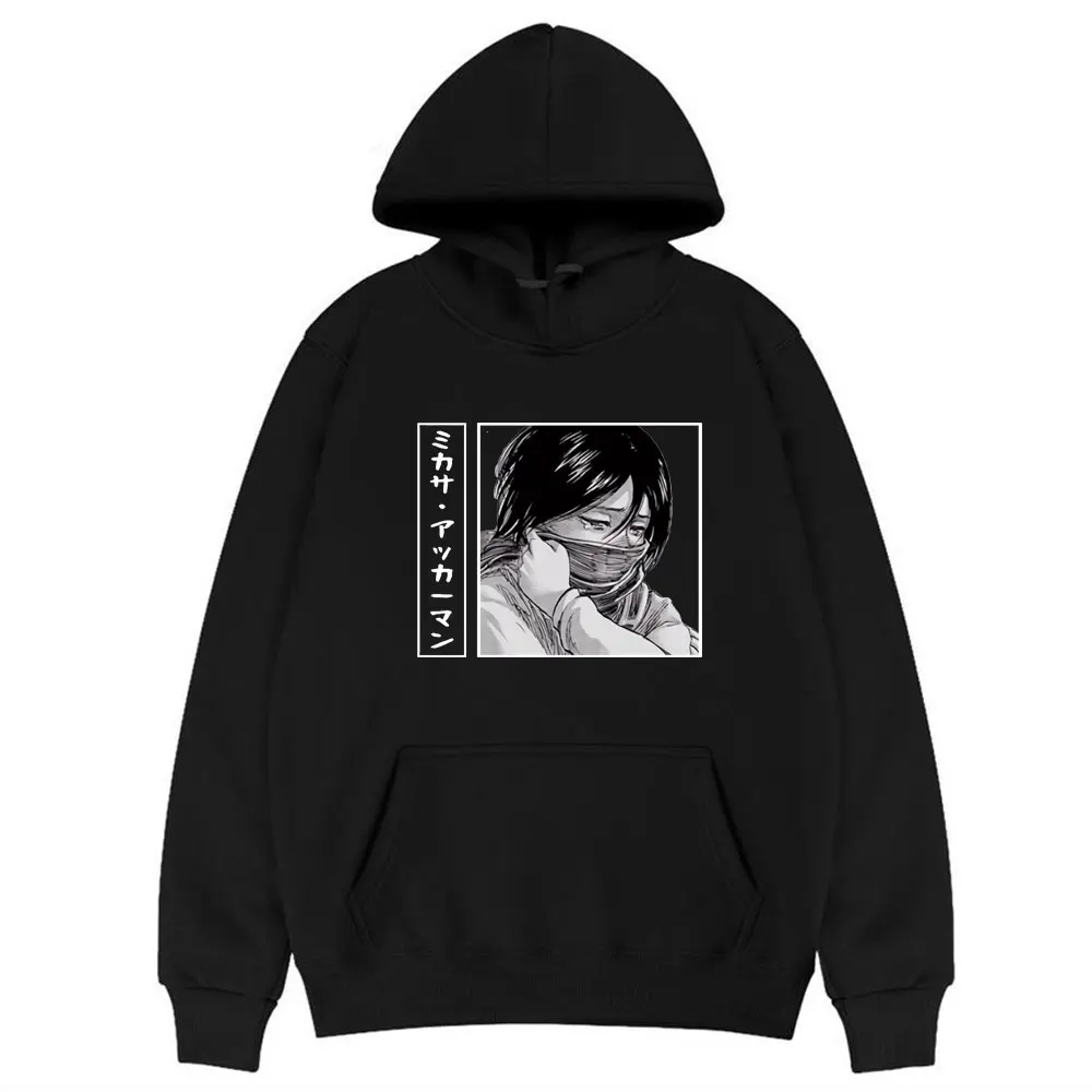 

Anime Attack on Titan Hoodie Funny Mikasa Ackerman Pattern Men Fashion Long Sleeve Hoodies Oversized Hoody Kpop Basic Tracksuit