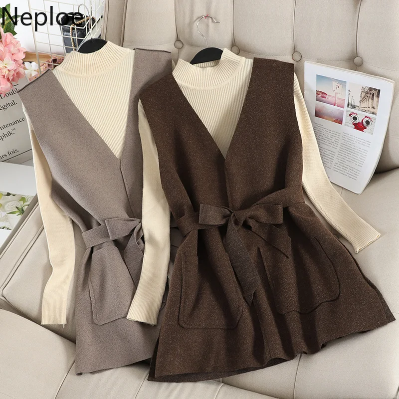 Neploe/Ретро приталенный шерстяной жилет с v образным вырезом и шнуровкой на талии +