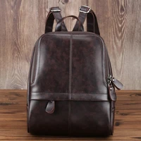 quality genuine leather design men women travel casual business backpack daypack knapsack college school student ipad bag male