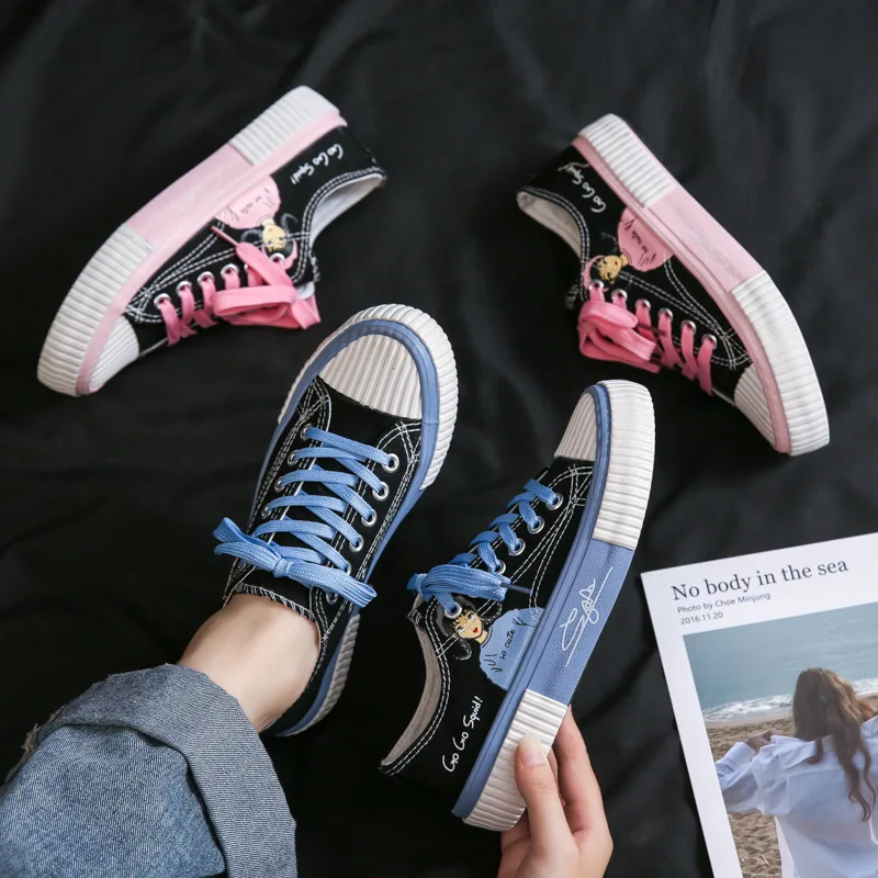 

Lace-up Sneakers Women Shoes Casual Flats Shoes Vulcanize Sneakers Zapatos Hombre Fashion Canvas Shoes 2020 Fashion
