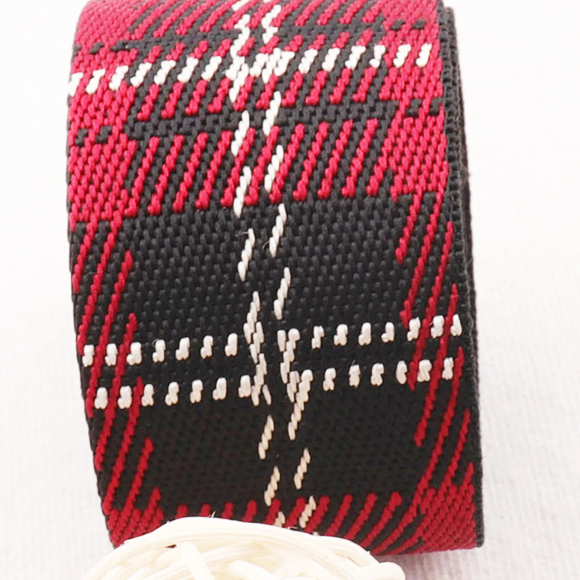 Жаккардовая тесьма 1 1/2 дюйма красная белая черная саржевая клетчатая