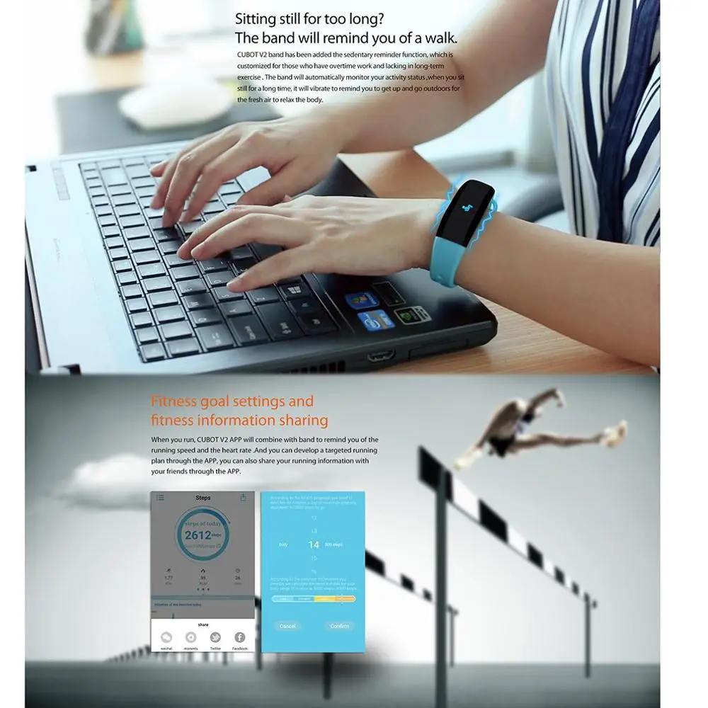CUBOT V2 Multifunctional 0.88 Inch OLED Screen Smart Band Heart Rate Monitoring TPU Bracelet | Электроника
