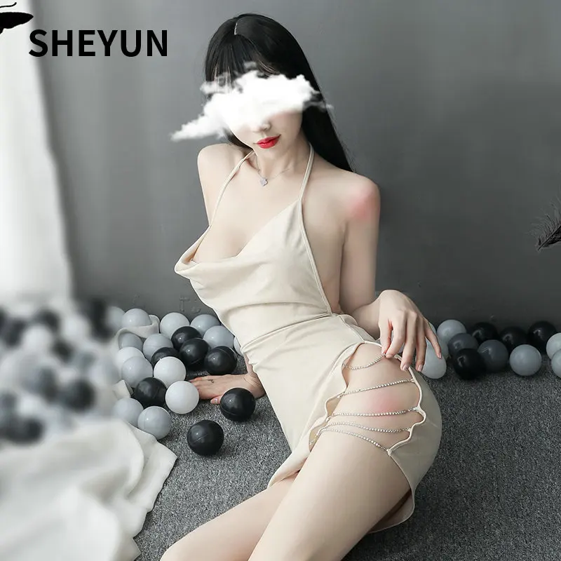 

SHEYUN, Элегантное летнее женское порно, нижнее белье, пижама, прозрачная обтягивающая сексуальная пижама стразы на цепочке