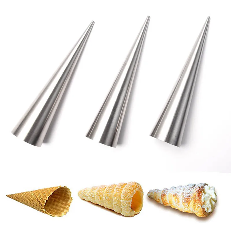 12pcs Stainless Steel Horn Mold For Baking Croissants Conical Tube Cone Roll Mould Cooking Pastry Bread Form Kitchen Accessories