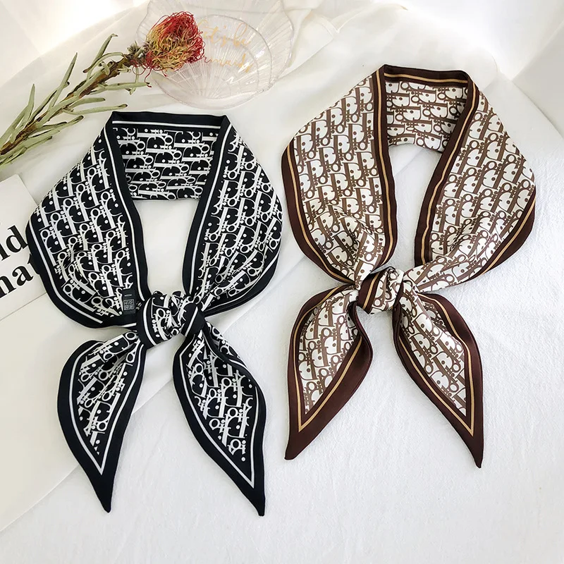

Ponytail Holder D Letter Hair Band Scarf for Women Tie Handle Scarfs for Ladies Luxury Hair Accessories Bandanas