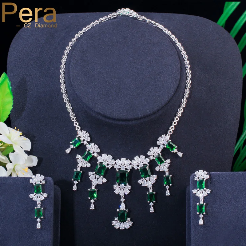 Pera Роскошные зеленые квадратные кубические циркониевые длинные крупные