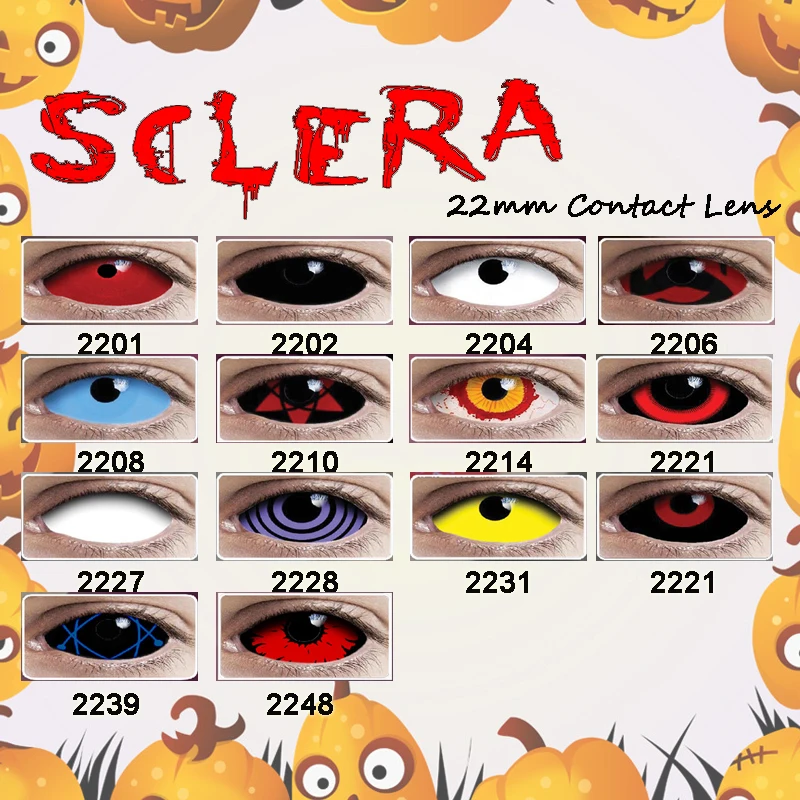 2pcs/pairs 22MM Halloween Sclera Contact Lens For Cosplay Eyes Full Eye Colorful Popular Contacts Zombia Bio-essence