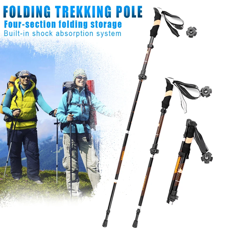 

Newly Walking Sticks High-Strength 4-Section Telescopic Folding Short Trekking Pole EVA Outdoor Sticks