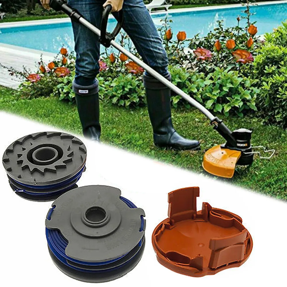 

2Pcs String Trimmer Spool Line +1Pcs Cover Cap For Flymo Mini Trim Auto Multi Trim Power Trim Twin Line Models Twist N Edge