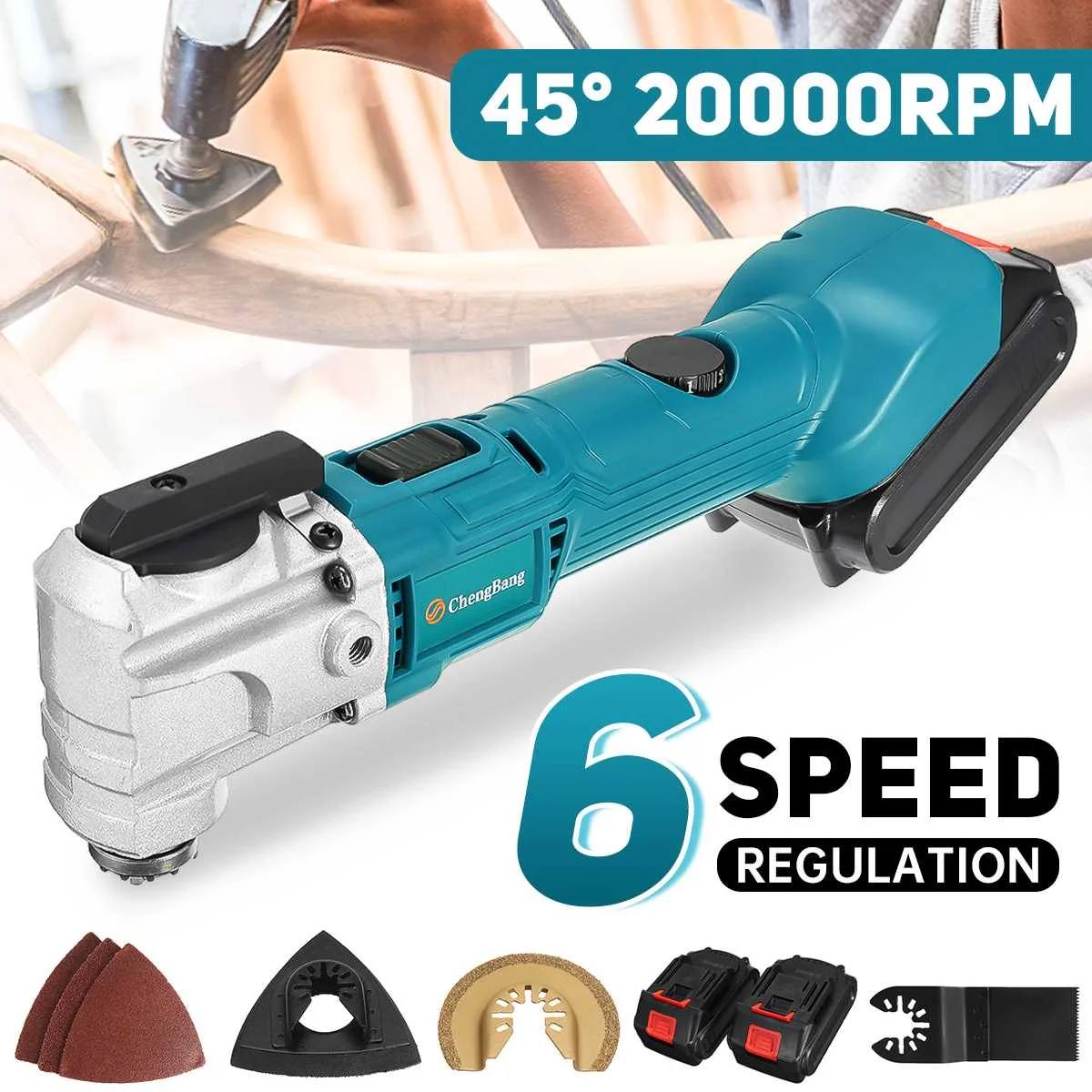 Cordless Oscillating Multi Tool Electric Saw Electric Cutting Trimming Machine Renovation Power with 1/2pcs Battery Saw Blade