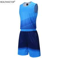 quality breathable fashion gradient color sleeveless sports vest jerseys shorts summer unisex men women basketball set uniform