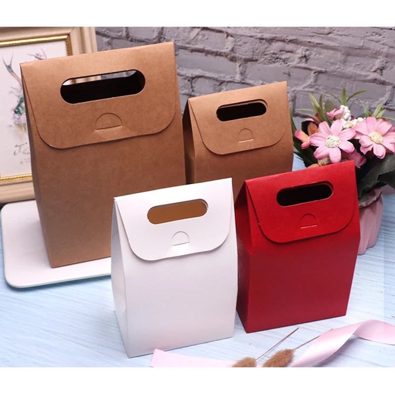 30 шт./лот коричневый и белый пакет из крафт-бумаги пустые подарочные коробки на