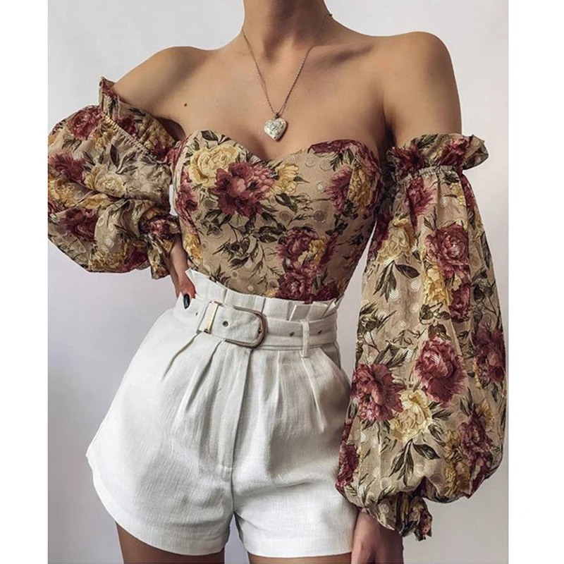 

Floral Blouses Women Shirt Autumn Lantern Sleeve Blouses and Shirts Long Sleeve Fashion Woman Blouses 2021 Shirt for Women Top