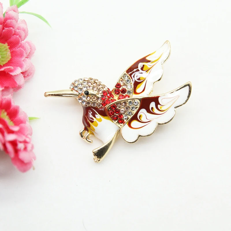 Элегантная булавка Женская Брошь Стразы подарки мультфильм Колибри нагрудный