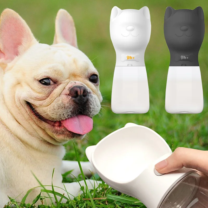 480ML Black White Portable Pet Dog Water Bottle For Dogs French Bulldog Pug Water Cups Feeder No Leaking Puppy Dog Drinking Bowl