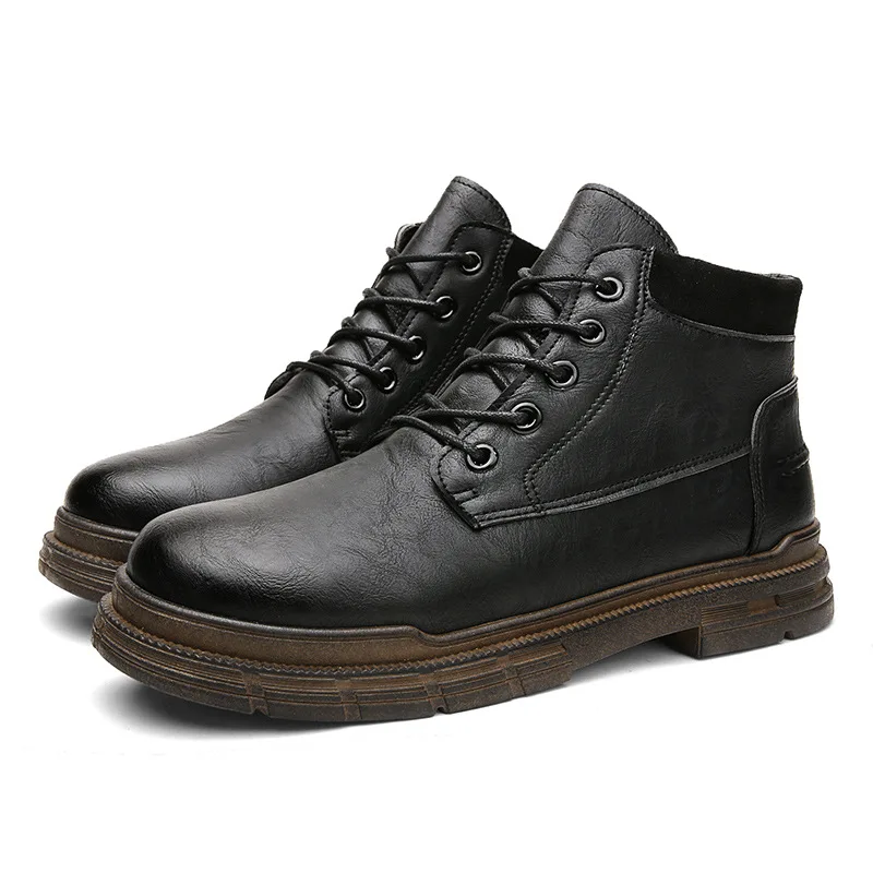 Мужская обувь Pop осень-зима ранняя с высоким берцем в британском стиле мужская