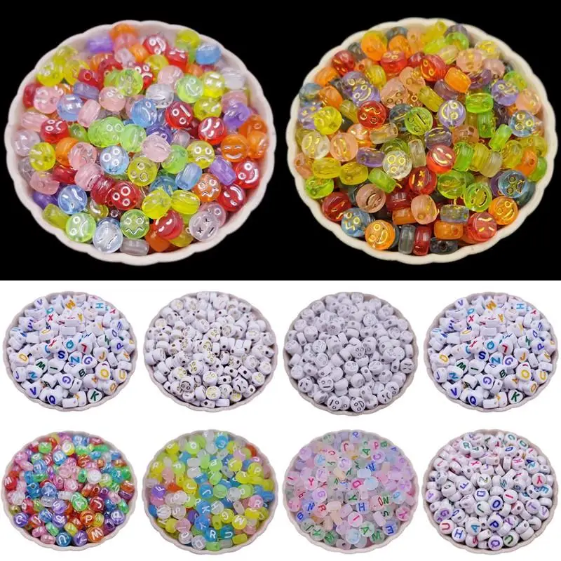 

4*7mm Expression Smiley face Letter Loose Beads DIY For Jewelry Making Necklace Bracelet Pendant Wholesale Dropshipping