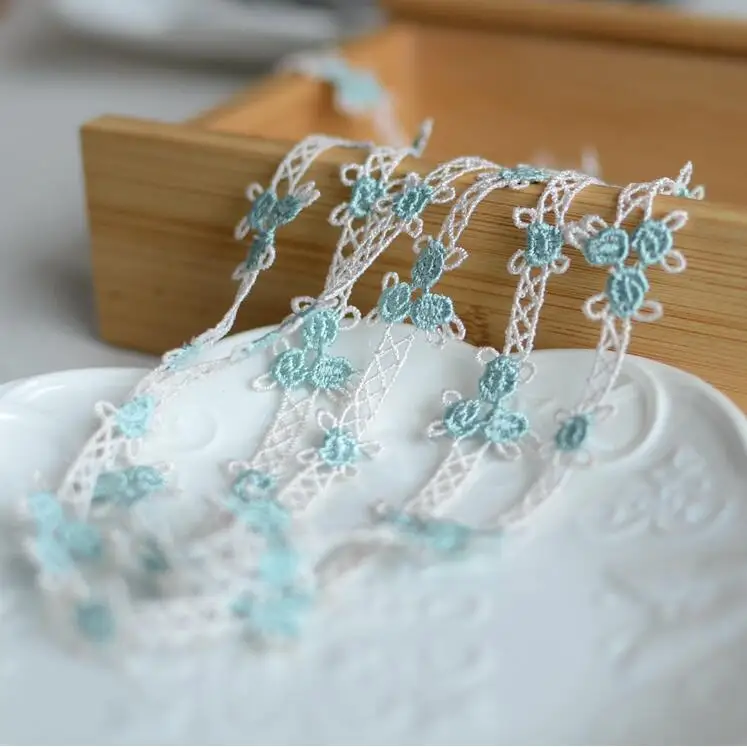 2 метра бежевая с розовой и синей Европейской вышивкой свадебная кружевная