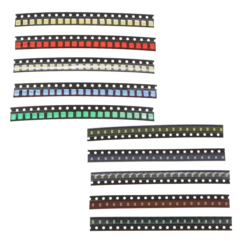 200 шт. SMD СВЕТОДИОДНЫЙ диодный свет Ассорти набор (мини чип для PCB DC 20mA) супер яркий