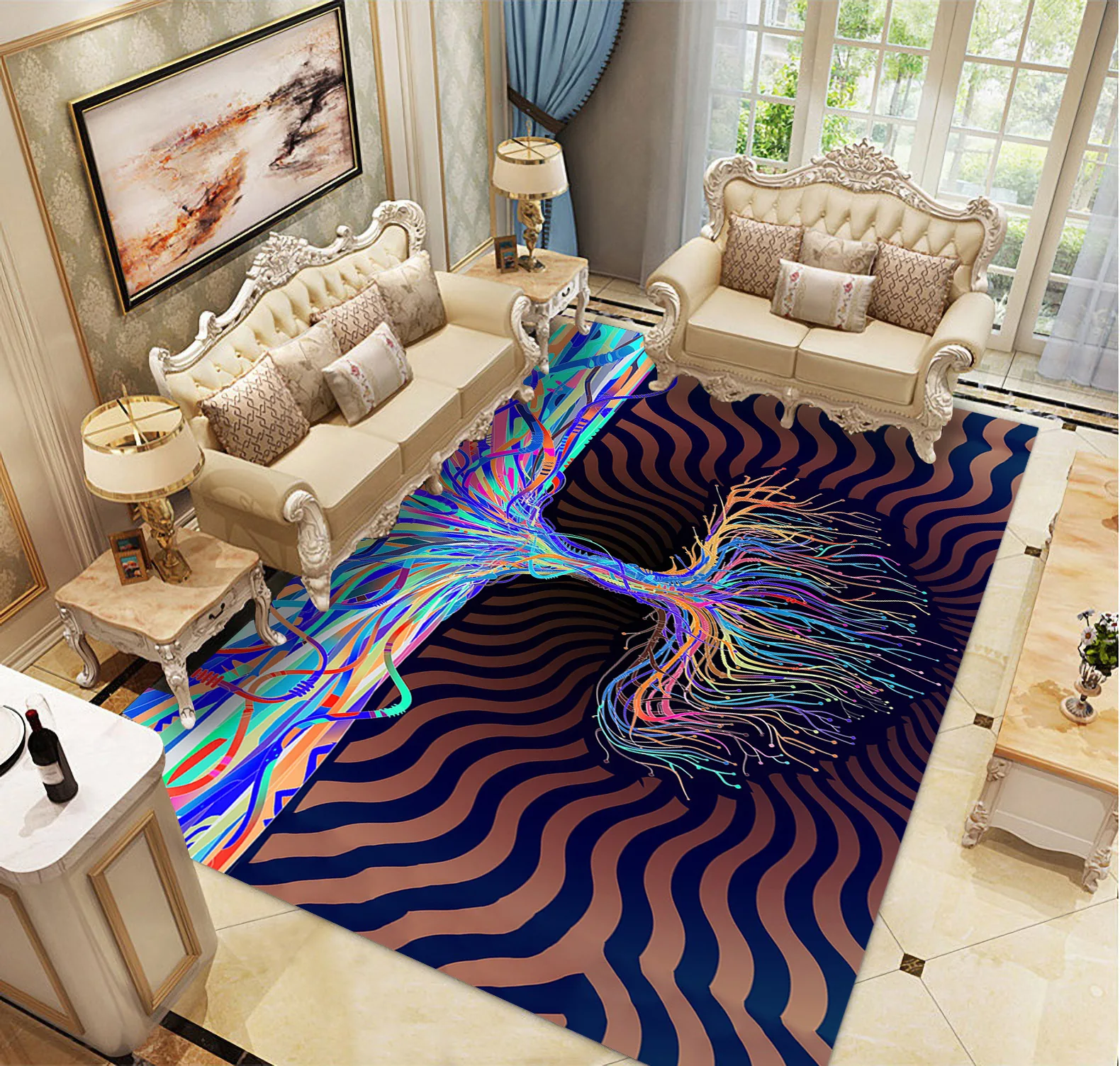 

Customized House Square Shape Rug Anti-Skid 100%Polyester Doormat 3D Visual Floor Rug for Home Living Room Bedroom, 40 x 60 cm