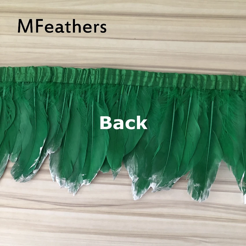 MFeathers 2Y серебро спрей перо планки 15-20 см Ширина темно-зеленое окрашенное гусиное