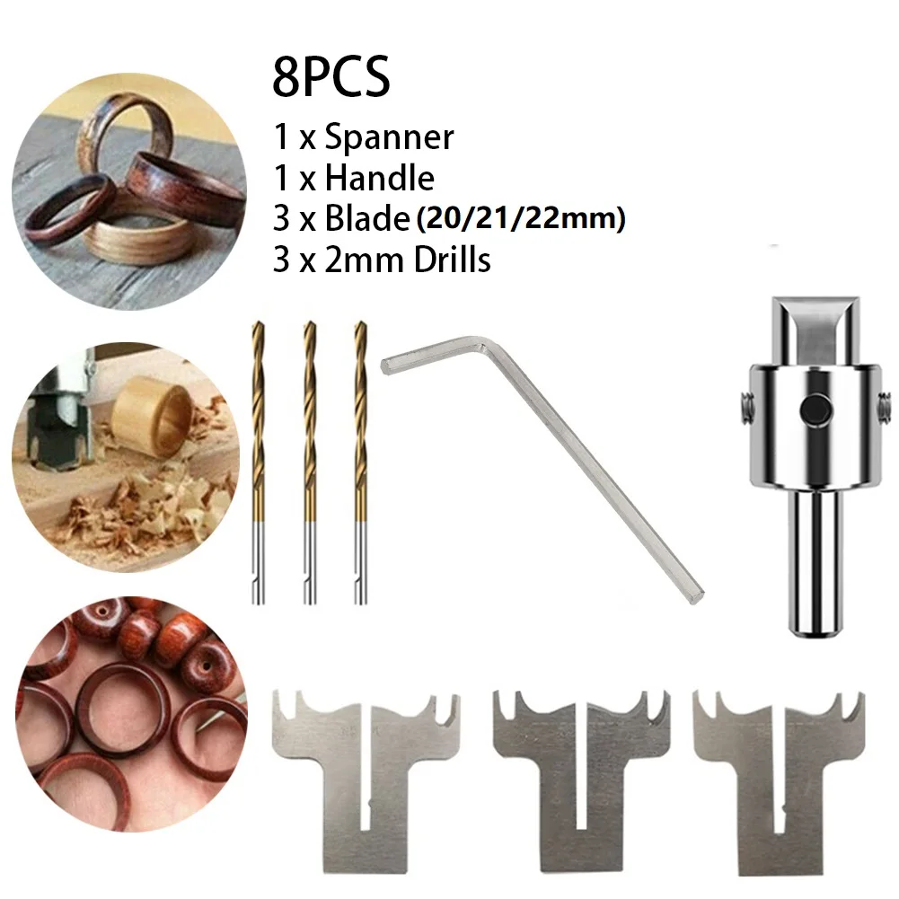 

Wood Ring Drill Bit Tool Woodworking 3 Blades 8Psc/Set Thick Ring Maker