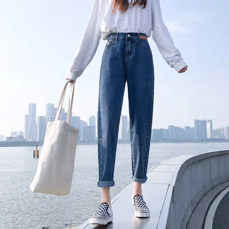 

Jeans for Women 2020 New Autumn High Waist Slimming Straight plus Size Fat mm Loose Radish Harem Daddy Pants