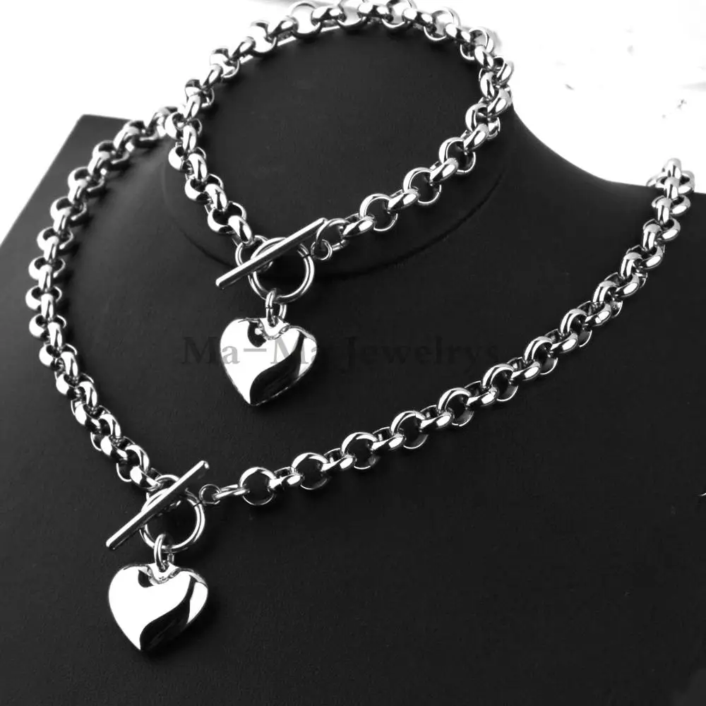 Trendry набор украшений милый кулон в форме сердца Овальный цепь из нержавеющей