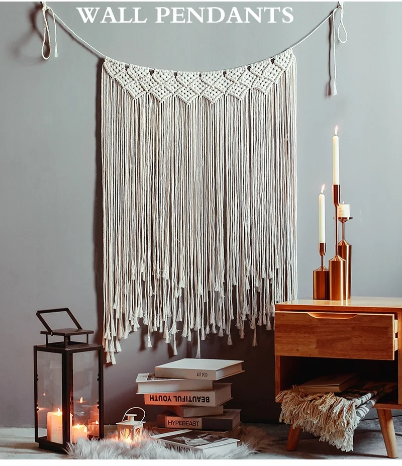 

Bohemian Tassel Macrame Wall Hanging Nordic Hand Woven Large Tapestry Curtain Wedding Party Background Home Wall Decoration