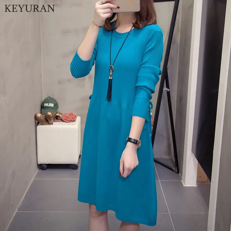 Женское элегантное осенне зимнее платье свитер размера плюс 4XL 2020 однотонное